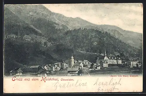 AK Obwalden-Melchthal, Teilansicht mit Kirche