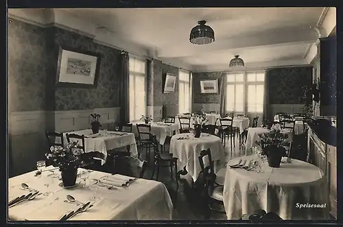 AK St. Moritz /Engadin, Hotel Bellaval, Speisesaal, Innenansicht