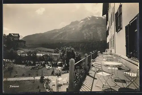 AK St. Moritz /Engadin, Hotel Bellaval, Terrasse