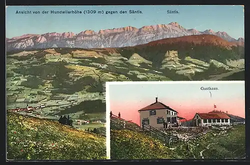 AK Hundwil, Gasthaus Hundwilerhöhe gegen den Säntis