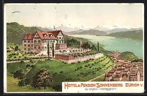 AK Zürich, Hotel und Pension Sonnenberg von G. Wyss-Henggeler