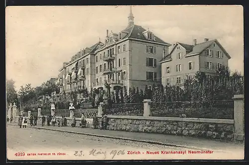 AK Zürich, Partie am neuen Krankenasyl Neumünster