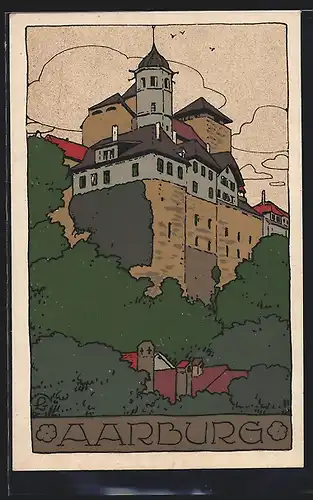 Steindruck-AK Aarburg, Blick auf die Burg