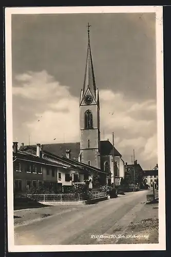 AK Pfäffikon, Kehrstrasse mit Kirche