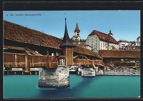 AK Luzern, Blick auf die Spreuerbrücke