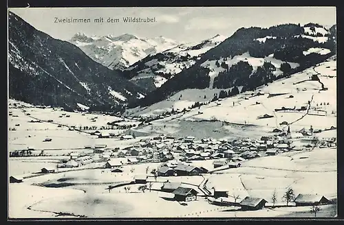 AK Zweisimmen, Winterlandschaft mit dem Wildstrubel