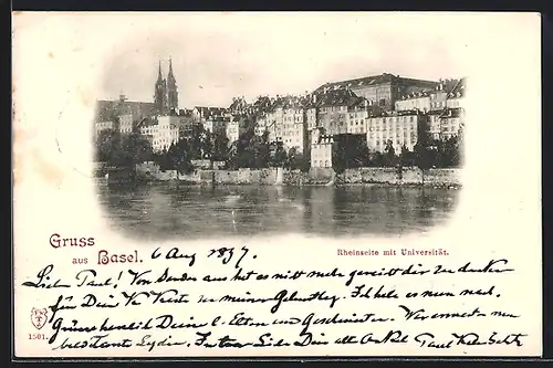 AK Basel, Blick auf die Universität vom Rhein aus