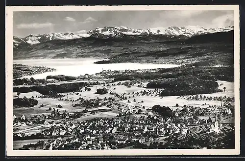 AK Felsenegg ob Adliswil, Teilansicht mit Bergen