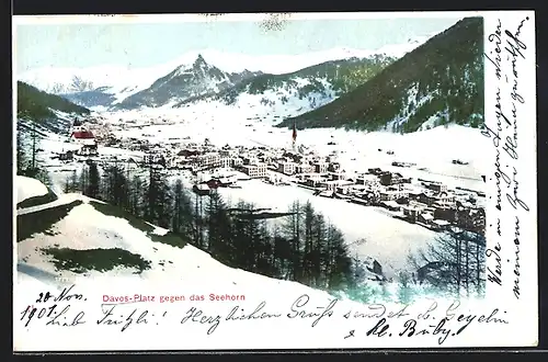 AK Davos-Platz, Ortsansicht gegen Seehorn