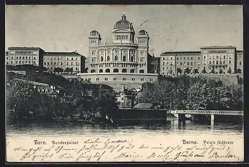 AK Bern, Blick auf den Bundespalast, Palais fédérale