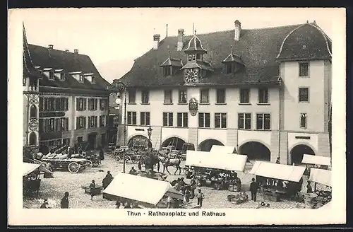 AK Thun, Rathausplatz mit Rathaus