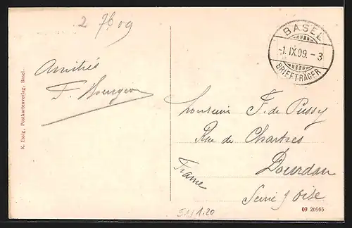 AK Basel, Rathaus mit Marktplatz