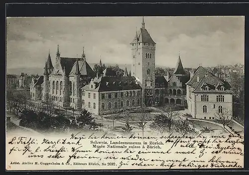 AK Zürich, Blick auf das Landesmuseum