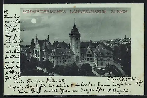 Mondschein-AK Zürich, Schweizerisches Landesmuseum