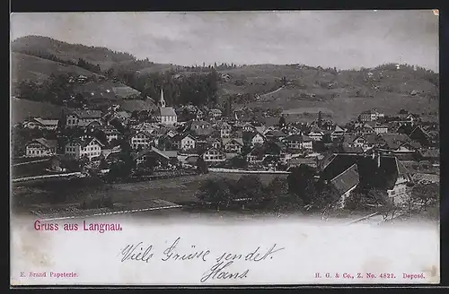 AK Langnau, Blick auf die Ortschaft