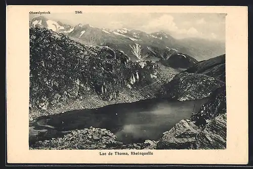 AK Tavetsch, Tomasee, Rheinquelle, im Hintergrund Oberalpstock und Tödi