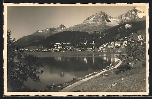 AK St. Moritz, Ortsansicht mit See