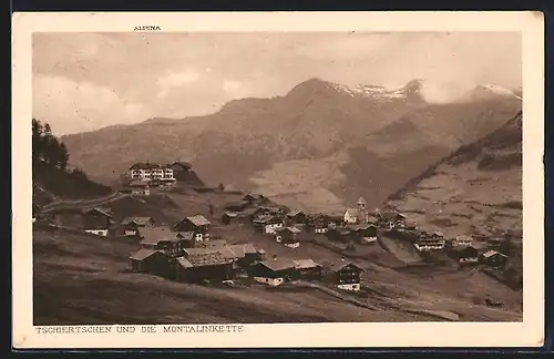 AK Tschiertschen, Blick auf den Ort und die Montalinkette