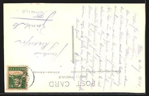 AK Vättis, Ortsansicht vor Gebirge