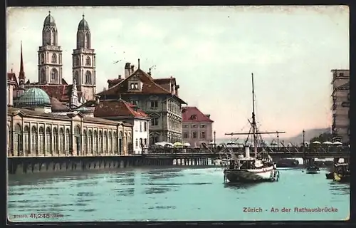 AK Zürich, An der Rathausbrücke