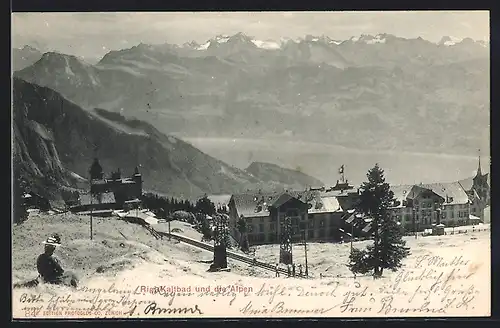 AK Rigi-Kaltbad, Ortsansicht mit Alpen