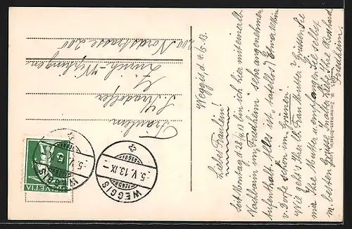 AK Weggis, Ortsansicht gegen Bergsee und die Alpen