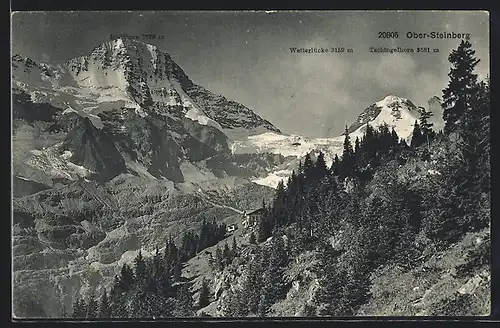 AK Ober-Steinberg, Berghütte gegen Breithorn, Wetterlücke und Tschingelhorn