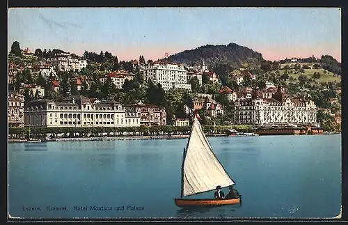 AK Luzern, Kursaal, Hotels Montana und Palace, vom Wasser aus