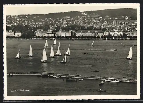 AK Zürich, Segelboote auf dem Zürichsee