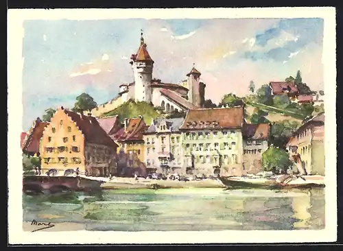 AK Schaffhausen, Schloss Munot am Wasser