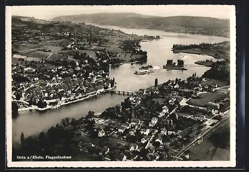 AK Stein a. Rhein, Ortsansicht mit Fluss, Fliegeraufnahme
