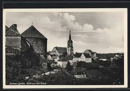 AK Dohna /Sachs., Blick von der Burg mit Kirche