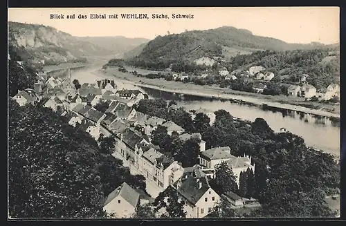 AK Wehlen /Sächs. Schweiz, Blick auf das Elbtal