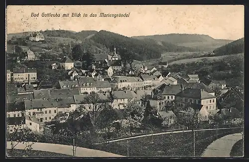 AK Bad Gottleuba, Ortsansicht mit Blick in das Mariengründel