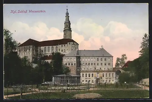 AK Müglitztal, Blick auf Kgl. Schloss Weesenstein