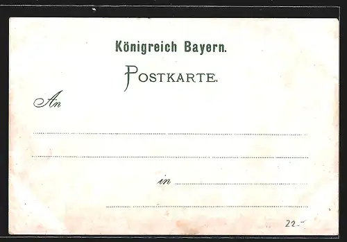 Lithographie Lager Lechfeld, Gesamtansicht, Platzcommando, Dienst-Gebäude, Neue Kaserne