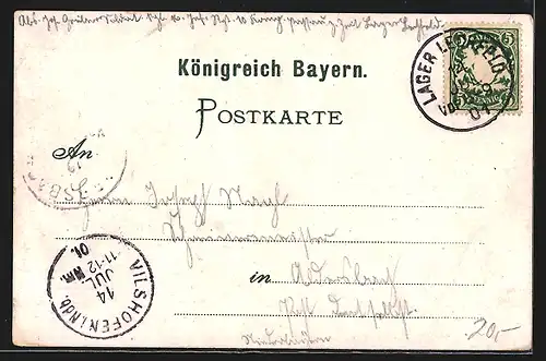 AK Lager Lechfeld, Das Lager aus der Vogelschau, Infanterie im Manöver