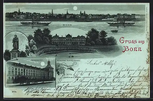 Lithographie Bonn, Universität, Schloss Poppelsdorf, Denkmal