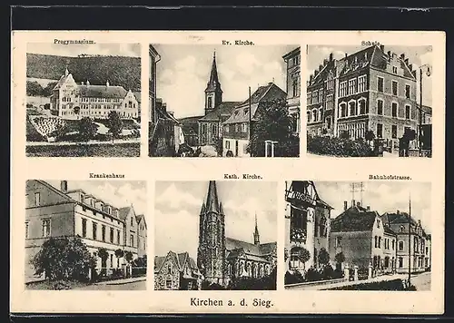 AK Kirchen / Sieg, Bahnhofstrasse, Krankenhaus, Progymnasium