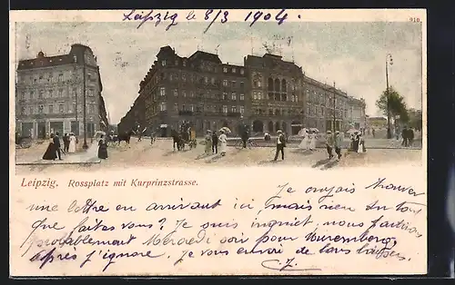 AK Leipzig, Rossplatz mit Kurprinzenstrasse