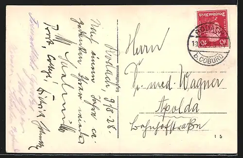 AK Rodach, Marktplatz mit Brunnen