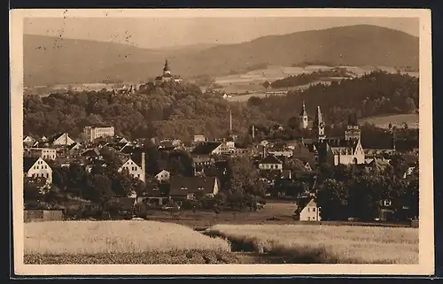 AK Friedland, Gesamtansicht mit Burgberg