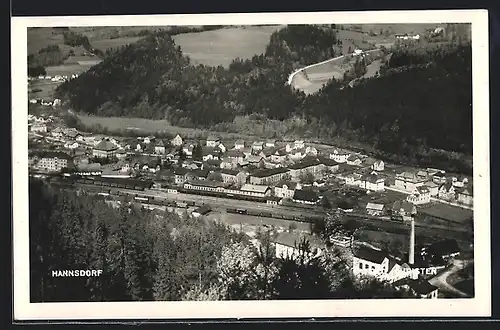 AK Hannsdorf, Bahnhof aus der Vogelschau