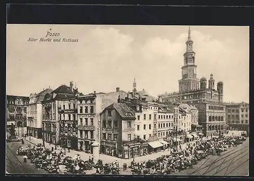 AK Posen / Poznan, Alter Markt und Rathaus