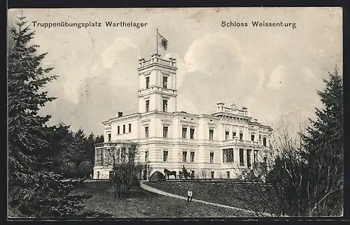 AK Posen / Poznan, Kutsche am Schloss Weissenburg
