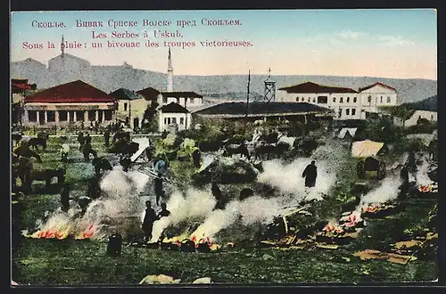 AK Üskueb, Sous la pluie, un bivouac des troupes victorieuses