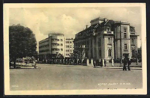 AK Nisch, Strassenpartie mit Hotel Padk