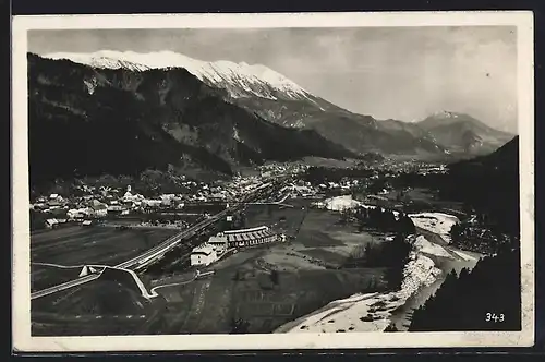 AK Jesenice, Ortsansicht gegen die Berge