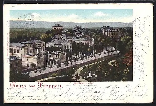 AK Troppau, Strassenpartie am Engelsberg-Park