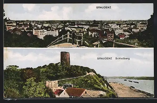 AK Graudenz / Grudziadz, Generalansicht, am Schlossberg